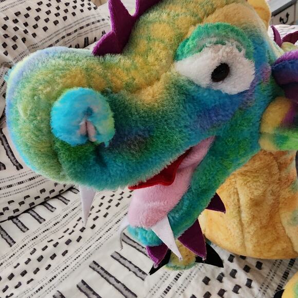 Melissa Doug Jumbo Plush Dragon 33" Rainbow Friendly Long Tail Winged Retired - Picture 3 of 11
